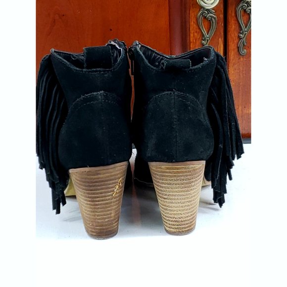 Steve Madden Ponncho Black Suede Fringe Ankle Boots Pre-owned great condition 👀 - Picture 6 of 8